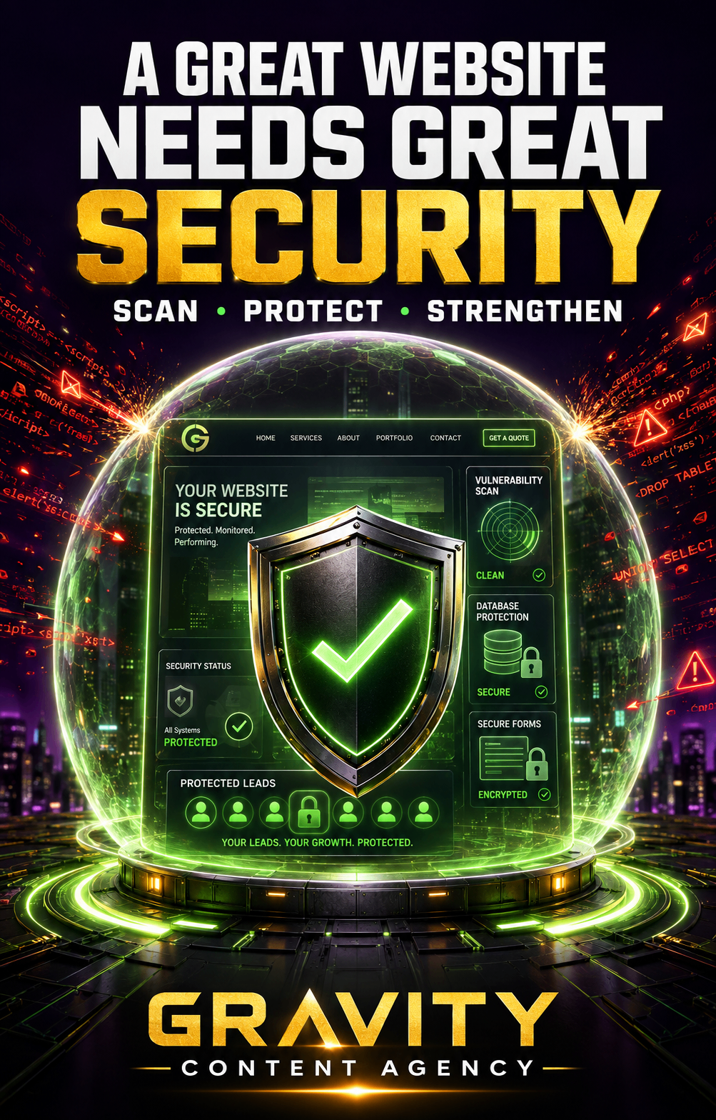 A great website needs great security: shield protecting a website from malware and attacks