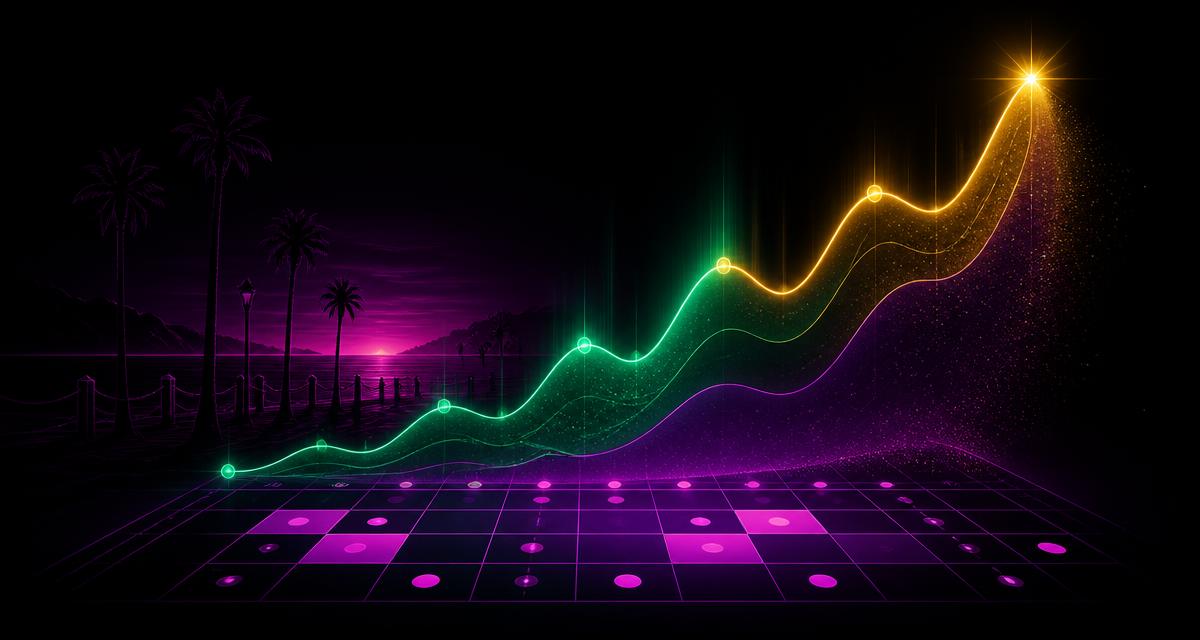Santa Cruz seasonal business marketing illustration showing demand curves rising above a calendar grid and coastal skyline