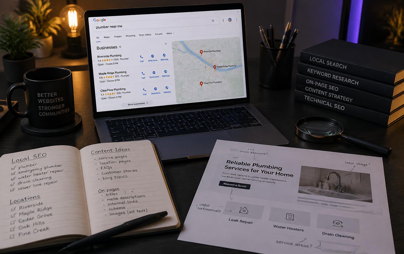Local business search and map visibility planning