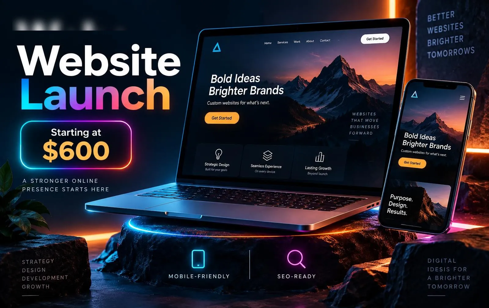 Website Launch — Professional Website Design starting at $600 — custom, mobile-friendly, SEO-ready website